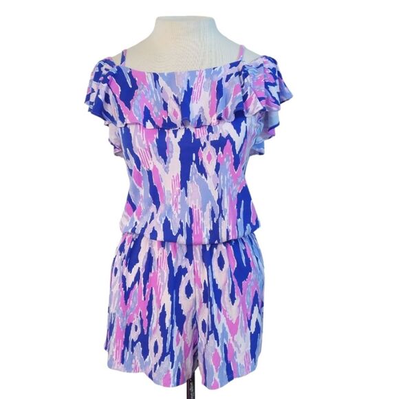 Lilly Pulitzer Klea Off The Shoulder  Romper Shorts - Picture 2 of 7